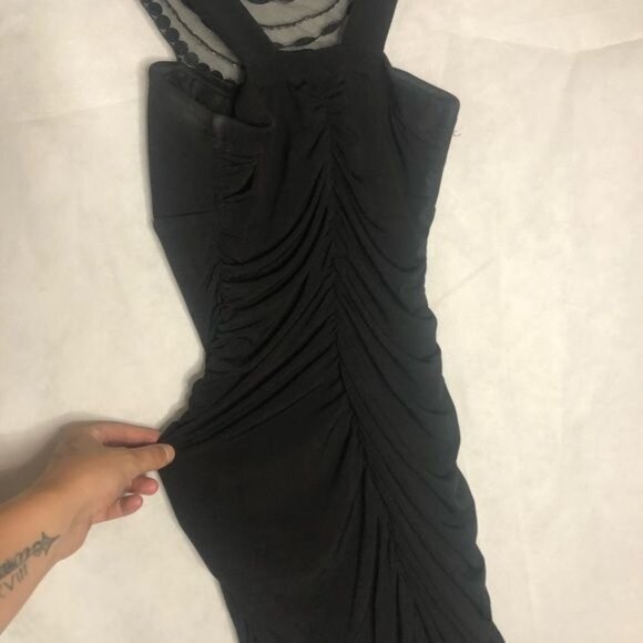 ruby rox Black Cocktail Dress midi beaded embellished sleeveless medium READ - Picture 4 of 8